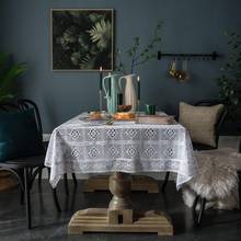 Toalha de mesa de algodão de linho vazado, toalha de mesa decorativa para sala de estar e natal 2024 - compre barato
