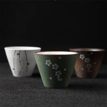 Xícara de chá artesanal estilo japonês, retrô, flor de cereja, caneca de cerâmica, presente de casamento, copo de leite, cerâmica pequena, tigela 2024 - compre barato