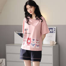 Women Pajamas Set Summer 100% Cotton Short Sleeve Pijama Cute Cartoon Sleepwear Pyjamas Nightwear 2024 - buy cheap