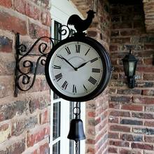 Outdoor Garden Wall Station Clock Double Sided Cockerel Vintage Retro Home Decor CNIM Hot 2024 - buy cheap