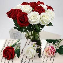 Искусственные розы на ощупь, 1 шт., свадебный букет, цветы для домашней вечеринки, весеннее свадебное украшение, Шелковая Роза, искусственный цветок 2024 - купить недорого