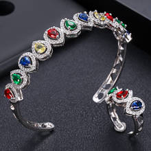 Janlie conjunto de pulseiras geométricas de luxo, conjunto de joias de casamento feminino prateado estilo dubai, para mulheres e casamento 2024 - compre barato