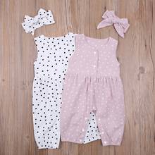 0-18M Newborn Baby Boy Girl Sleeveless Polka Dot Cotton Romper Jumpsuit Headband 2PCS Outfits Summer Clothes 2024 - buy cheap