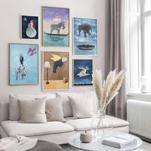 Картина на холсте «Слон в балансе», Настенная картина, плакаты и принты, плавучие под солнцем, настенные картины для декора гостиной 2024 - купить недорого