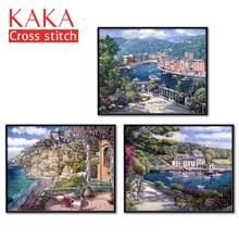 Kits de punto de cruz, juegos de costura de bordado con patrón impreso, 11ct-lienzo para pintura de decoración del hogar, paisaje completo NCKS036 2024 - compra barato