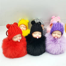 10pcs/Lot Plush Keychains Nipple Sleeping Doll Pompom Faux Rabbit Fur Ball Key Chain Fluffy Car Keyring porte clef Bag Key Ring 2024 - buy cheap