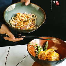 Японская керамическая миска для рамен, большая миска для супа и лапши, домашняя миска для лапши из говядины, миска для лапши быстрого приготовления, фруктовый салат 2024 - купить недорого