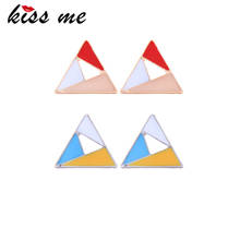 Kissme геометрические серьги-гвоздики для женщин, подарки, красочные эмалированные сплайсированные треугольные серьги-гвоздики 2020, новые модные ювелирные изделия, Прямая поставка 2024 - купить недорого