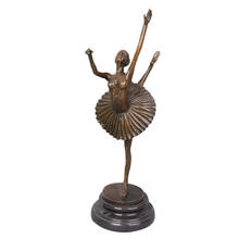 Bailarina estátua de bronze moderno feminino ballet dança escultura estatueta arte menina quarto decoração presentes surpreendentes 2024 - compre barato