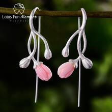 Lotus Fun Moment-pendientes colgantes de Plata de Ley 925 con forma de flor de jazmín y brotes, joyería fina creativa, con conchas naturales 2024 - compra barato