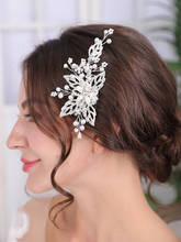 Pente de cabelo feminino, acessório de cabeça para casamento, cor prata, strass, feito à mão, presilha de cabelo, cristal, acessório de cabeça, festa para mulheres 2024 - compre barato