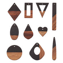 20pcs/box Resin & Walnut Wood Pendants Mixed Shapes Black Charms Earrings Findings DIY Jewelry Handmade Accessories, Hole:1.8mm 2024 - buy cheap