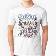 Genshin-Camiseta de héroes de impacto, 100% algodón puro, Gamer, videojuegos, Genshin Impact Heroes, personajes, Ps4, Xbox, Pc 2024 - compra barato