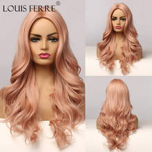 LOUIS FERRE Orange Pink Synthetic Hair Wig Natural Long Wave Wigs for Black/White Women Cosplay Party Daily Heat Resistant Fibre 2024 - buy cheap