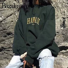 Moletom feminino bordado de manga longa com gola redonda bazeleas moda verde havaiano moletom solto com capuz vintage 2024 - compre barato