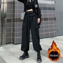 Cargo Pants Black Trousers Pure Flat High Waist Harajuku Spring Baggy Joggers Thicker Students All-match Korean Style Slacks BF 2024 - buy cheap