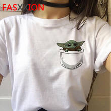 Детская футболка Yoda Mandalorian для мужчин/женщин Harajuku, футболка с принтом «Звездные войны», футболки с графическим принтом, Мужская футболка, топ 80s 2024 - купить недорого