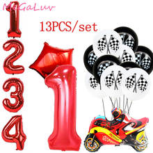 Balão digital de alumínio tamanhos 0 a 9, para festa de aniversário de crianças, balão preto e branco de moto lattice 2024 - compre barato
