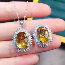 5 quilates de cristal amarelo citrino pedras preciosas diamantes anéis pingente colares conjunto jóias para as mulheres branco ouro cor presentes festa 2024 - compre barato