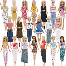 Случайный 2 компл./лот модный смешанный стиль наряд повседневная одежда Блузка аксессуары для брюк платье Одежда для куклы Барби 2024 - купить недорого
