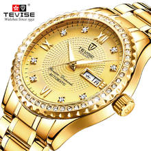 TEVISE Golden Mechanical Wristwatches for Men Date Week Display Diamond Original Luxury Male Watches Relogios Masculino 2024 - buy cheap