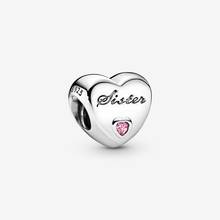 Wholesale 925 Sterling Silver Beads Fit Original Pandora Bracelets Sister Heart Charm Women DIY Fashion Jewelry Gift 2024 - buy cheap