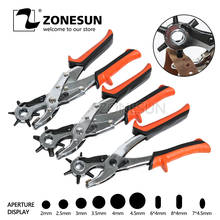 ZONESUN leather hole punches Plier Eyelet Puncher Revolve Bag Setter Tool Watchband agujeros cinturon belt perforator 2024 - buy cheap