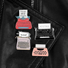 Typewriter enamel pins Vintage red black metal badges brooches Jackets shirt bag Lapel pin Accessories jewelry gifts for Writer 2024 - buy cheap