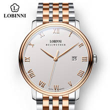 Lobinni relógio de pulso masculino automático, relógio de pulso fashion de marca luxuosa para homens, design em aço inoxidável com data, à prova d'água, novo 2020 2024 - compre barato