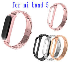 Роскошный металлический ремешок для Mi Band 5 Correa для Mi Band 5 Xiaomi MI Band 5 Смарт-браслет из нержавеющей стали для Mi Band5 NFC 2024 - купить недорого