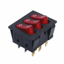 Botão interruptor de luz tripla kcd3, interruptor vermelho com 9 pinos, 15a, 250v, 20a, 125v, ac 2024 - compre barato