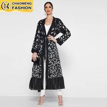 Рамадан Арабский вышивка шифон хиджаб открытый Дубай абайя кимоно мусульманская Мода индейка кафтан женское платье Кафтан Исламская одежда 2024 - купить недорого