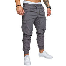 Calças masculinas hip hop harem joggers calças 2021 novas calças masculinas dos corredores sólido multi-bolso calças moletom M-4XL 2024 - compre barato