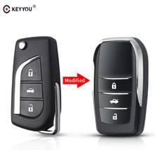 KEYYOU 3 Botões Carro Modificado Filp Chave Shell Para Toyota Levin Camry Corolla Reiz Highlander VIOS Chave Remota Caso 2024 - compre barato