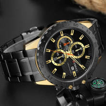 CURREN-Reloj de pulsera de cuarzo dorado para hombre, cronógrafo de negocios, resistente al agua, color negro, marca de lujo, 8334 2024 - compra barato