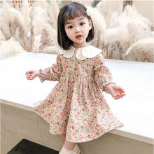 Vestido Floral de manga larga para niñas de 1 A 6 años, ropa de estilo coreano de cintura alta 2024 - compra barato