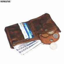 Genuine Leather Wallet Men Vintage Handmade Short Small Mini Wallets Purse With Card Holder Money Bag Coin Pocket Male Carteira 2024 - buy cheap