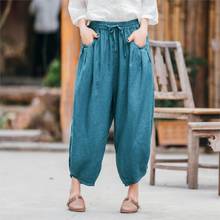 Women Loose Elastic Waist Harem Pants Ladies Vintage Cotton Linen Pants Female 2020 Summer Harem Trousers 2024 - buy cheap