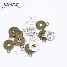 100 Uds. De monedas de aleación de Zinc de color plata antigua, colgantes, accesorios de joyería Diy, 12x10mm, J333 2024 - compra barato