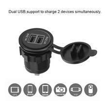 KEBIDU-cargador USB Dual para motocicleta, adaptador de corriente con luz LED, 5V/3A, QC 3,0, 12-24V, para Xiaomi, Huawei, rastreador GPS 2024 - compra barato