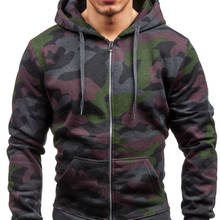 Moletom com capuz masculino, blusão masculino de camuflagem com zíper personalizado para outono 2024 - compre barato