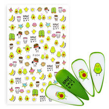 1 Sheet Banana Avocado Fruits 3D Sticker For Nail Art Cartoon Cactus Character Adheisve Slider UV Gel Manicure Tips Decoration 2024 - buy cheap