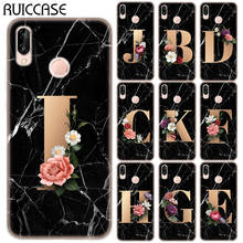 Funda de TPU suave personalizada con letras e iniciales para Huawei P20 P30 Lite Pro Y5 Prime Y9 2018 2019, fundas de silicona con flores de mármol 2024 - compra barato