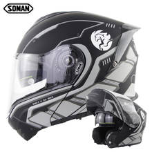 Casco de Moto de cara completa, protector de cabeza para Motocross, color gris, abatible hacia arriba 2024 - compra barato