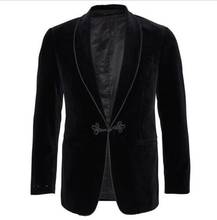 Новинка 2020, черные бархатные курточки, шаль, отворот, строгий смокинг, свободный винтажный Ретро костюм для вечеринки, выпускного вечера, блейзер (1 куртка) 2024 - купить недорого