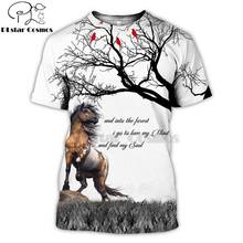 Camisa masculina com estampa 3d 2020, camiseta com estampa de animal, cavalo, horserace, arte criativa, camiseta, manga curta, unissex 2024 - compre barato