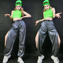 Female Adult Hip Hop Street Dance Costumes Women Jazz Performance Clothing Shiny Sexy Split Pants Modern Stage Wear DNV13061 2024 - buy cheap