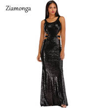 Ziamonga 2020 mulheres verão vestido longo o pescoço fora do ombro sem costas cinta de lantejoulas vestido feminino elegante maxi vestido longo 2024 - compre barato