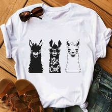 t-shirt femme Grass Mud Horse cartoon Print tshirt women fashion Casual Short Sleeve Graphic Tops Summer Tees Female 2024 - buy cheap