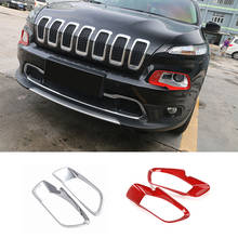 Sansour Exterior ABS Front Headlight Lamp Eyebrow Decoration Cover Trim Stickers For Jeep Cherokee 2015 2016 2017 2018 2024 - buy cheap